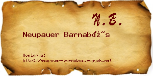 Neupauer Barnabás névjegykártya